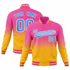 Pink Gold Gradient Full-Snap Fashion Letterman Jacket 1