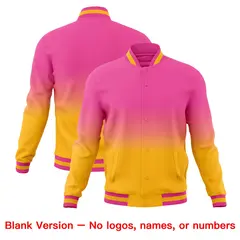 Pink Gold Gradient Full-Snap Fashion Letterman Jacket 7