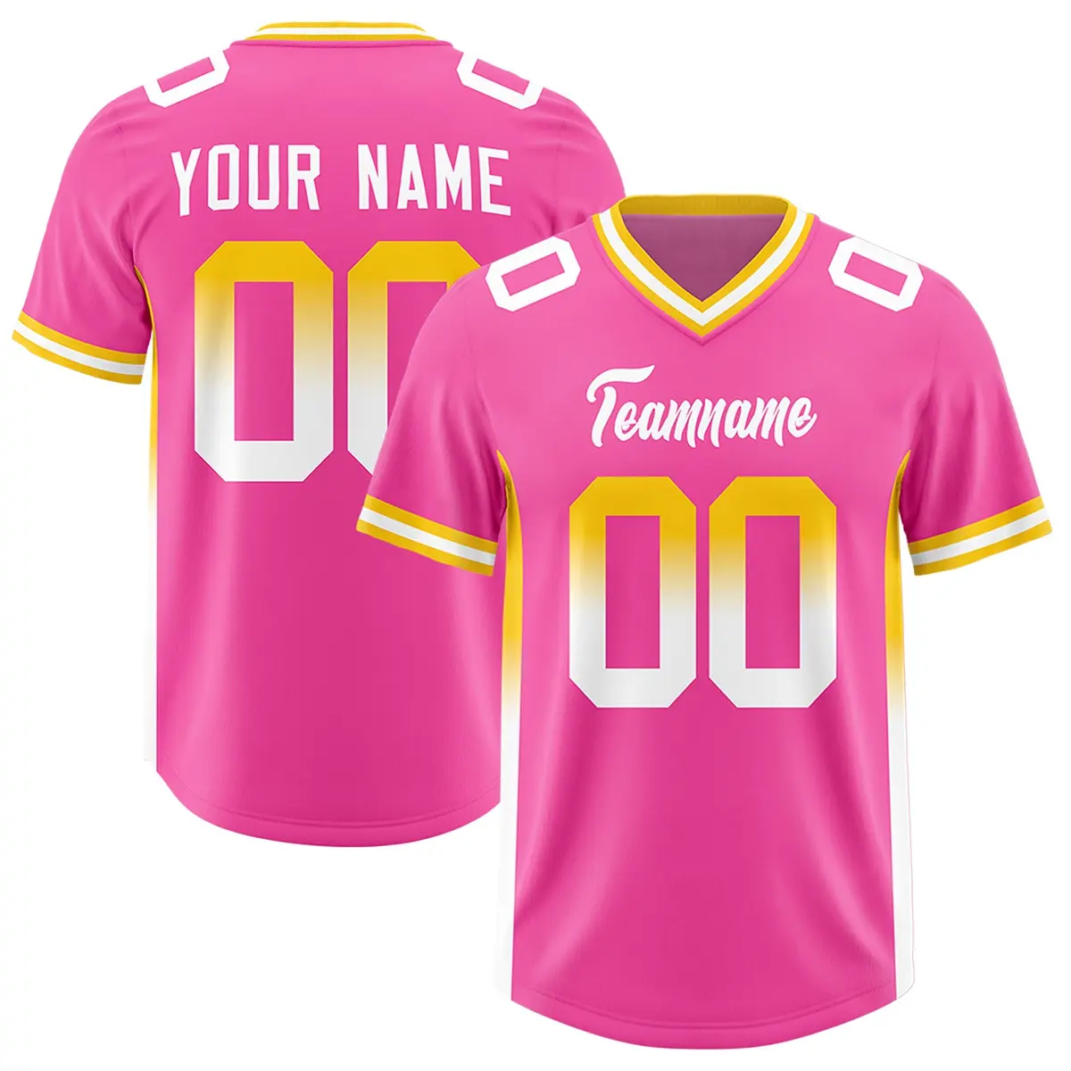 Pink Gold Gradient Sides Fashion Football Jersey