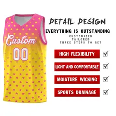 Pink Gold Gradient Star Pattern Basketball Jersey Sets 2