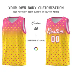 Pink Gold Gradient Star Pattern Basketball Jersey Sets 3