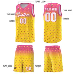 Pink Gold Gradient Star Pattern Basketball Jersey Sets 5