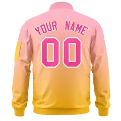 Pink Gold Gradient Varsity Letterman Bomber Jacket 4