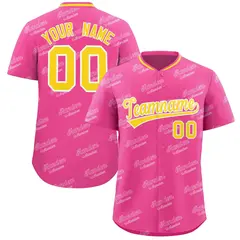 Pink Gold Graffiti Full Button Baseball Jersey