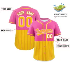 Pink Gold Half Stripe Authentic Baseball Jersey 2