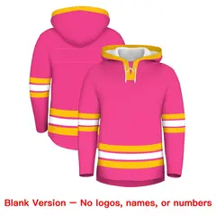 Pink Gold Lace-Up Neck Hockey Hoodie Classic Style 7