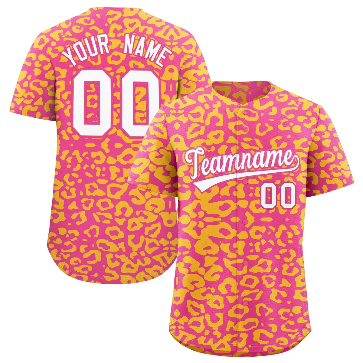 Pink Gold Leopard Print Baseball Jersey