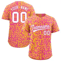 Pink Gold Leopard Print Baseball Jersey 1