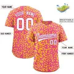 Pink Gold Leopard Print Baseball Jersey 2