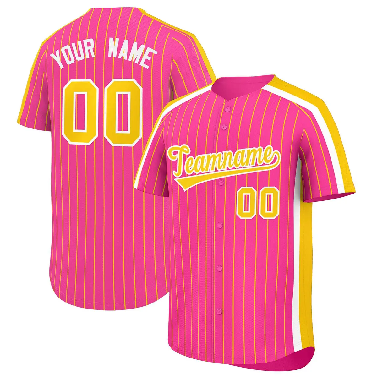 Pink Gold Pinstripe Two-tone Authentic Baseball Jersey