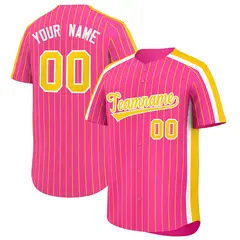 Pink Gold Pinstripe Two-tone Authentic Baseball Jersey 1