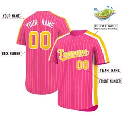 Pink Gold Pinstripe Two-tone Authentic Baseball Jersey 2
