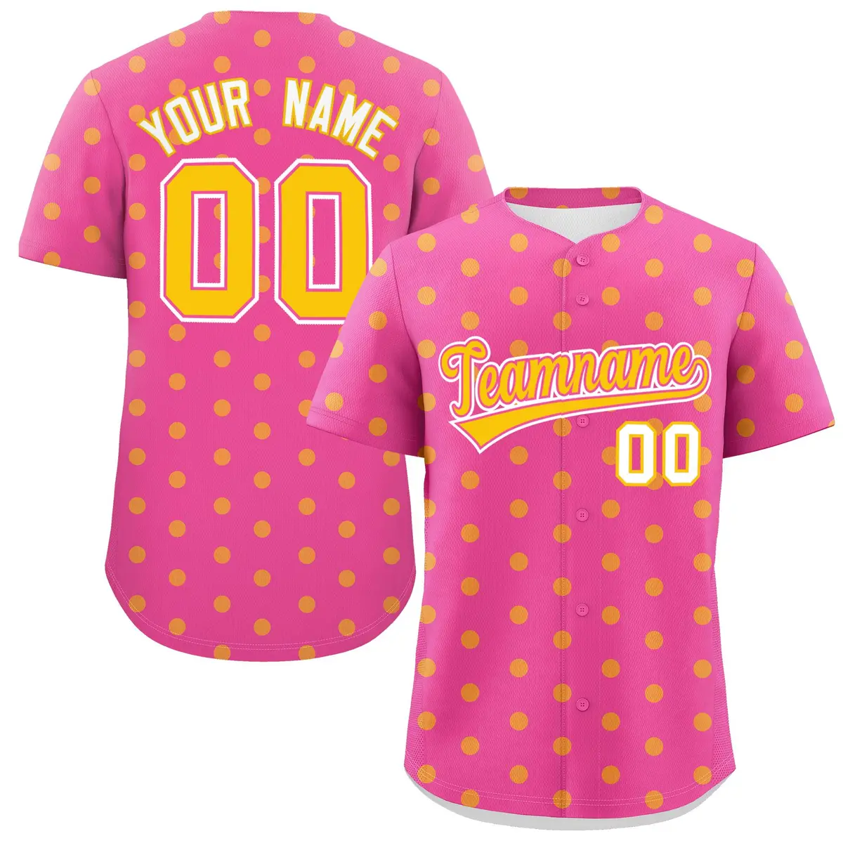 Pink Gold Polka Dot Graffiti Authentic Baseball Jersey