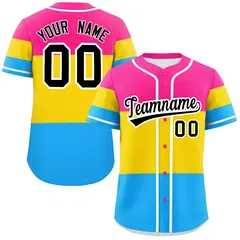 Pink Gold-Powder Blue Pansexuality Pride Color Block Baseball Jersey 1