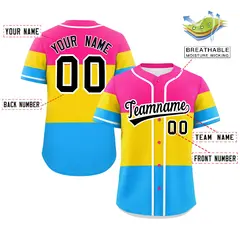Pink Gold-Powder Blue Pansexuality Pride Color Block Baseball Jersey 2