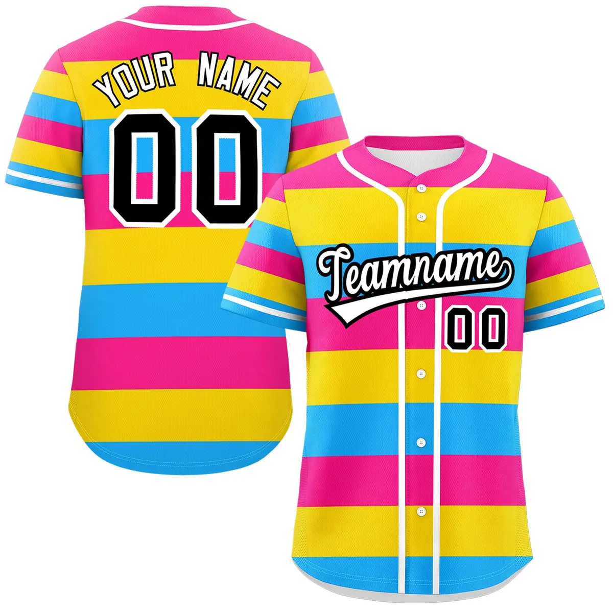 Pink Gold-Powder Blue Pansexuality Pride Color Block Baseball Jersey