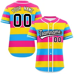 Pink Gold-Powder Blue Pansexuality Pride Color Block Baseball Jersey 1