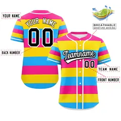 Pink Gold-Powder Blue Pansexuality Pride Color Block Baseball Jersey 2