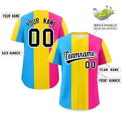 Pink Gold-Powder Blue Pansexuality Pride Color Block Baseball Jersey 2