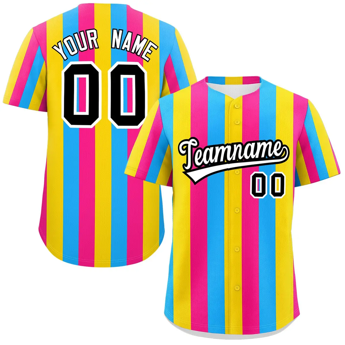 Pink Gold-Powder Blue Pansexuality Pride Color Block Baseball Jersey
