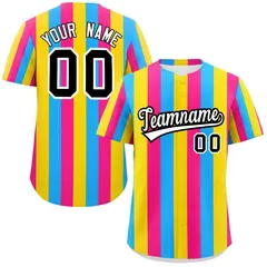 Pink Gold-Powder Blue Pansexuality Pride Color Block Baseball Jersey 1