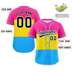 Pink Gold-Powder Blue Pansexuality Pride Color Block Baseball Jersey 2
