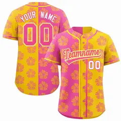 Pink Gold Split Flower Graffiti Authentic Baseball Jersey 1