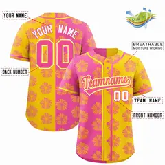 Pink Gold Split Flower Graffiti Authentic Baseball Jersey 2