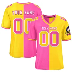 Pink Gold Split Two Tone Authentic Football Jersey