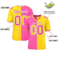 Pink Gold Split Two Tone Authentic Football Jersey 2