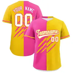 Pink Gold Tiger Claw Scratch Split Baseball Jersey 1