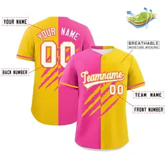 Pink Gold Tiger Claw Scratch Split Baseball Jersey 2