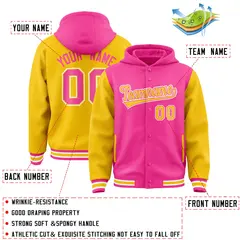 Pink Gold Two Tone Raglan Varsity Letterman Jacket Hoodie 4