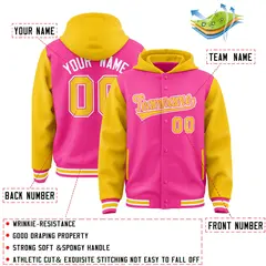 Pink Gold Two Tone Raglan Varsity Letterman Jacket Hoodie 4