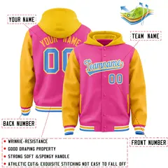 Pink Gold Two Tone Raglan Varsity Letterman Jacket Hoodie 4