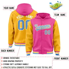 Pink Gold Two Tone Raglan Varsity Letterman Jacket Hoodie 4