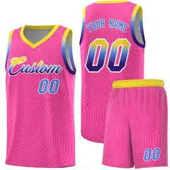 Pink Gold Wave Pattern Sports Uniform Basketball Jersey