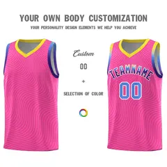 Pink Gold Wave Pattern Sports Uniform Basketball Jersey 3