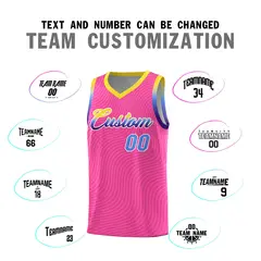 Pink Gold Wave Pattern Sports Uniform Basketball Jersey 4
