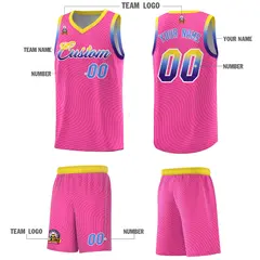 Pink Gold Wave Pattern Sports Uniform Basketball Jersey 5