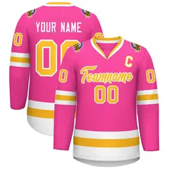 Pink Gold-White Classic Style Hockey Jersey 1