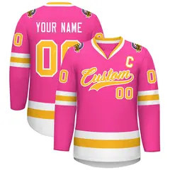 Pink Gold-White Classic Style Hockey Jersey 1