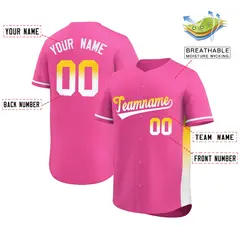 Pink Gold-White Gradient Side Baseball Jersey 2