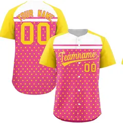 Pink Gold White Raglan Star Print Baseball Jersey 1