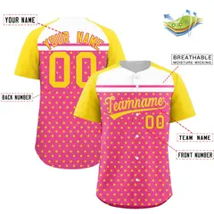 Pink Gold White Raglan Star Print Baseball Jersey 2