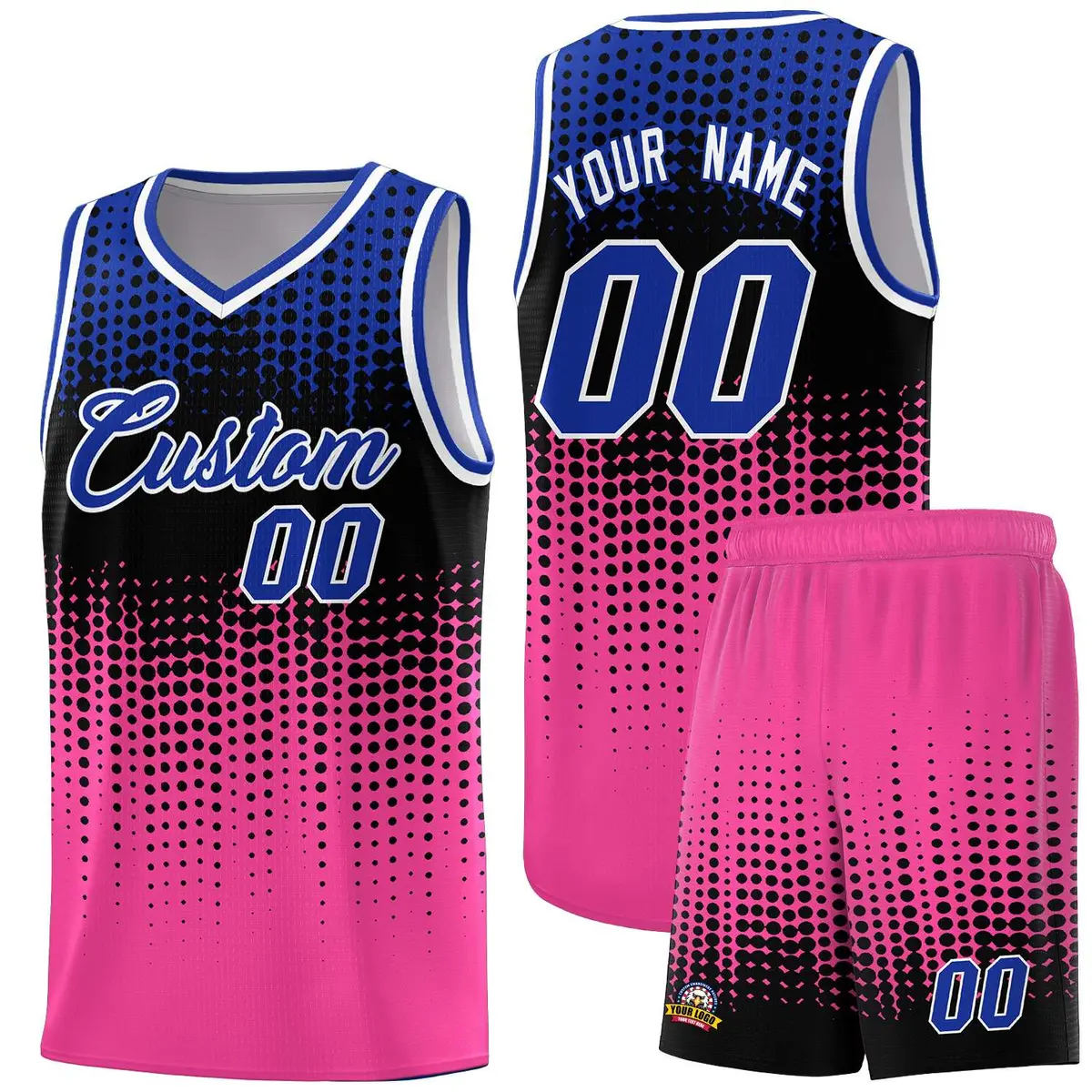 Pink Gradient Dots Pattern Basketball Jersey