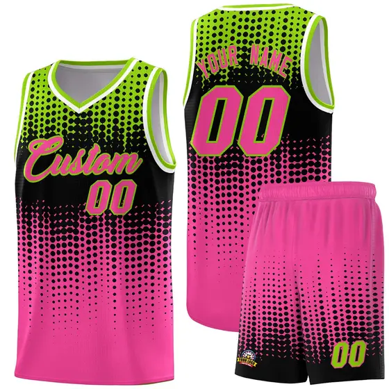 Pink Gradient Dots Pattern Basketball Jersey