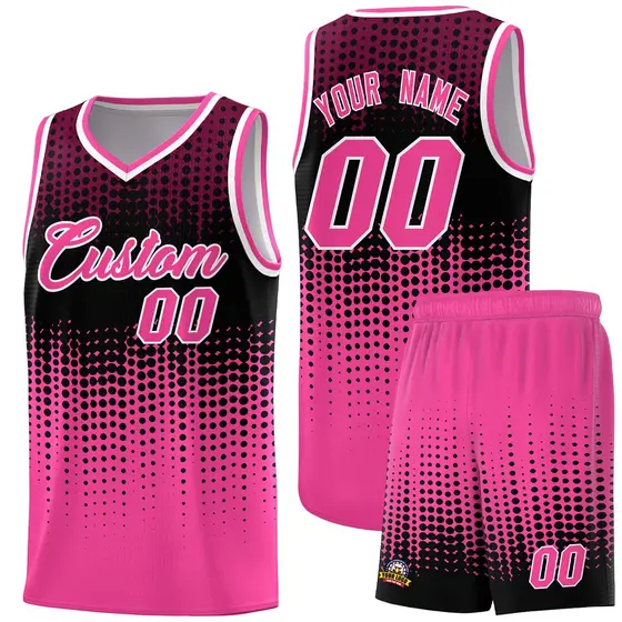 Pink Gradient Dots Pattern Basketball Jersey