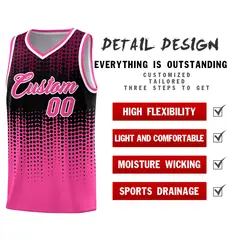 Pink Gradient Dots Pattern Basketball Jersey 2