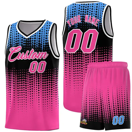 Pink Gradient Dots Pattern Basketball Jersey